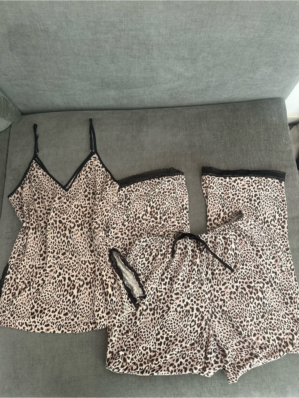Victoria's Secret Leopard Print Pajama Set - Black Trim